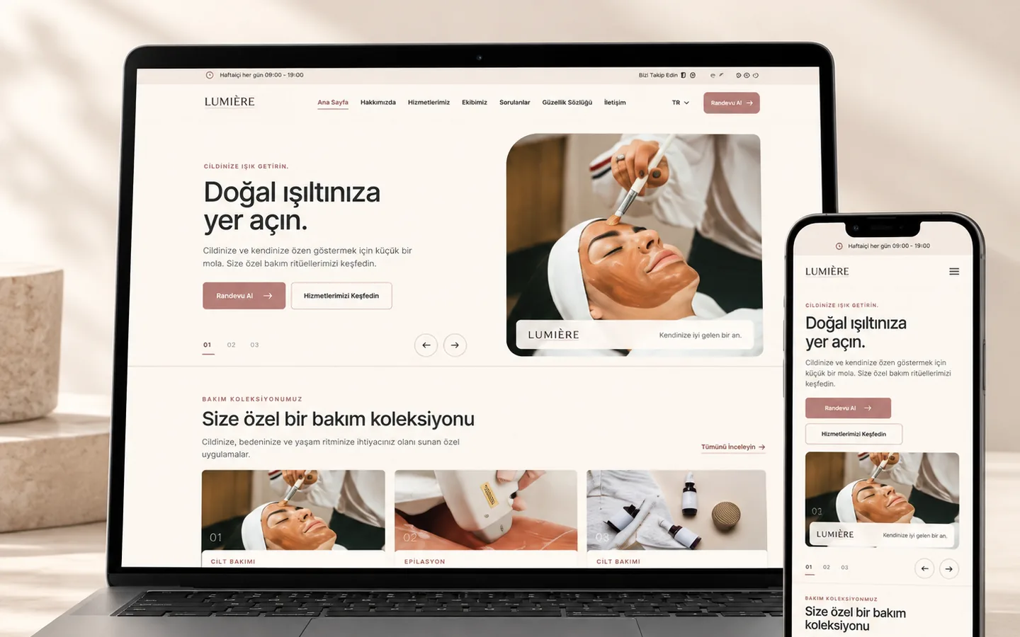 Beauty Modern masaüstü ve mobil görünüm mockup görseli
