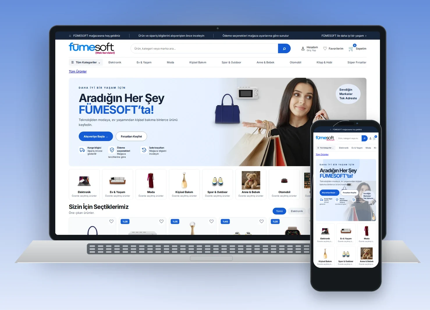 Web sitesi üzerinden ürün ve hizmetlerin dijital sunum örneği